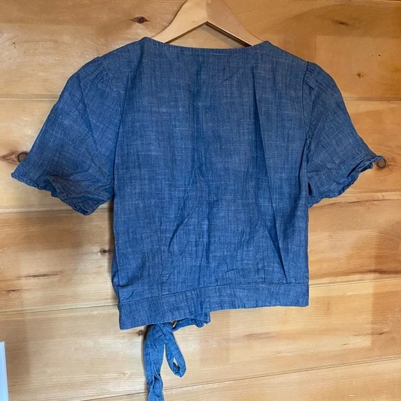 Blue Button-Up Women's Top - Picture 2 of 3